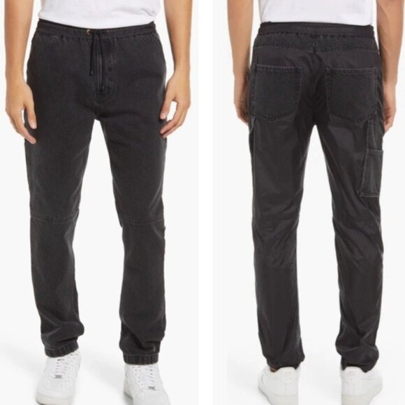 Frame Mens Denim & Nylon Joggers Size Large Streetwear Urban Grunge Black Emo - Picture 1 of 8
